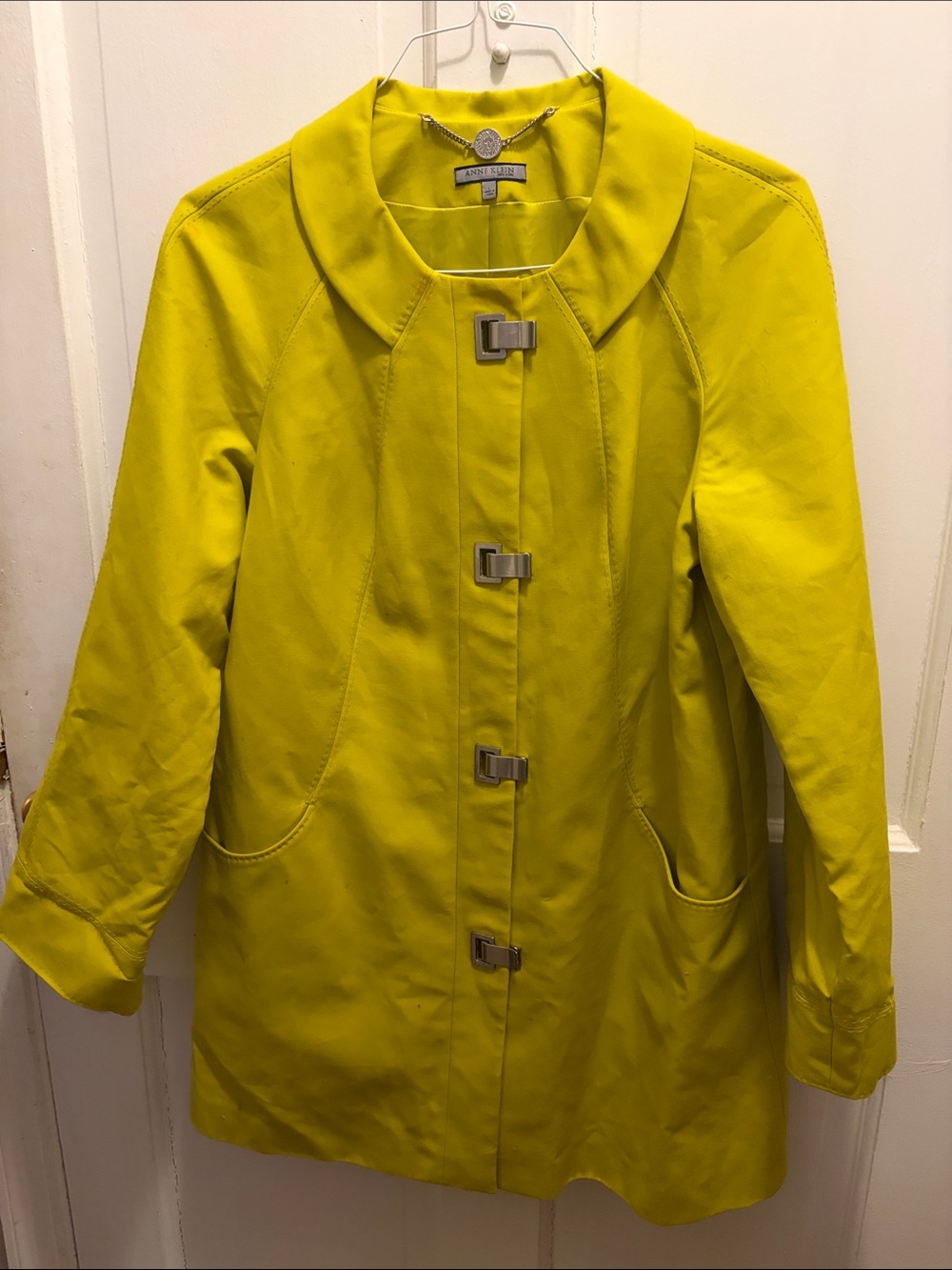 Anne Klein Lime color Toggle-Front Trench Coat